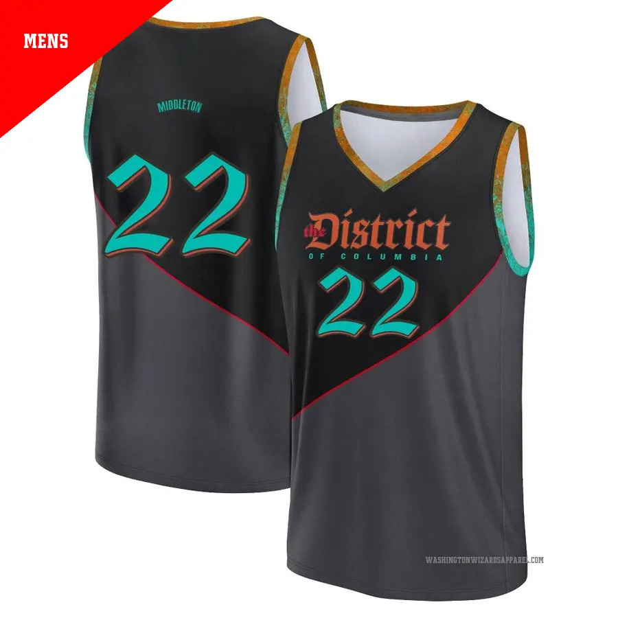 ＃22 Men's Khris Middleton Washington Wizards 2023/24 Fast Break Black City Edition Jersey