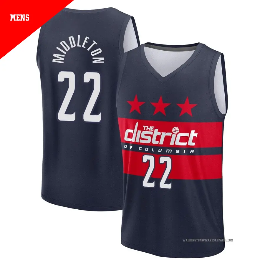 ＃22 Men's Khris Middleton Washington Wizards 2024/25 Fast Break Navy Statement Edition Jersey