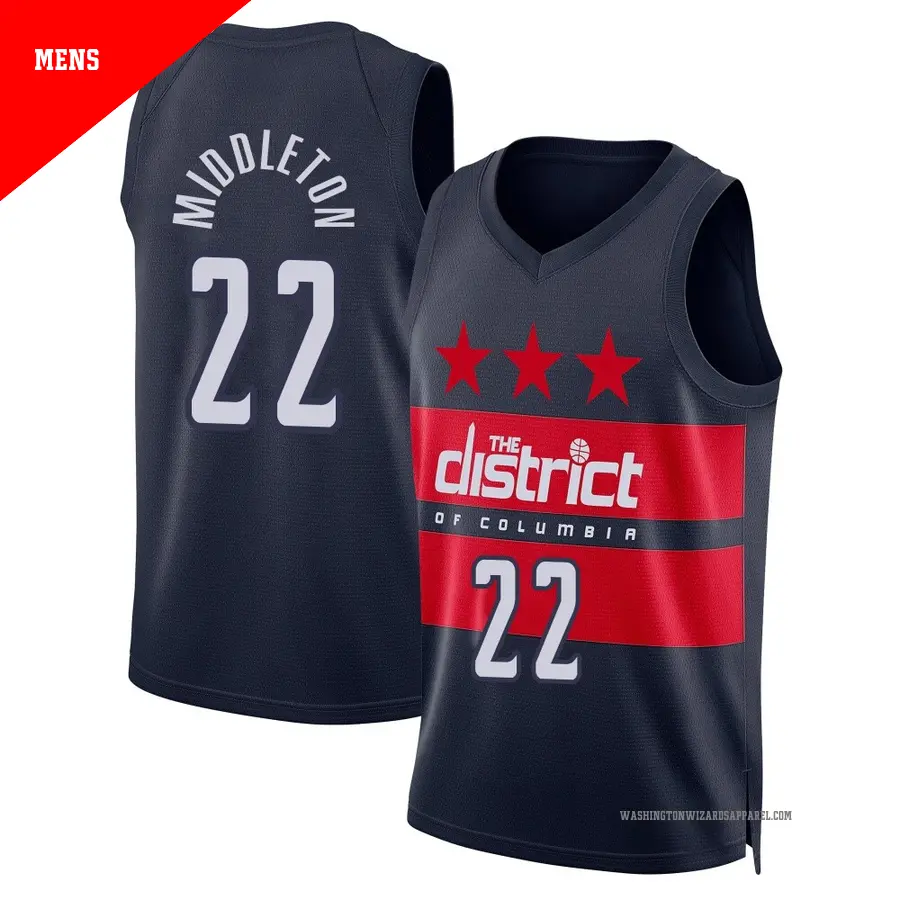 ＃22 Men's Khris Middleton Washington Wizards 2024/25 Swingman Navy Statement Edition Jersey