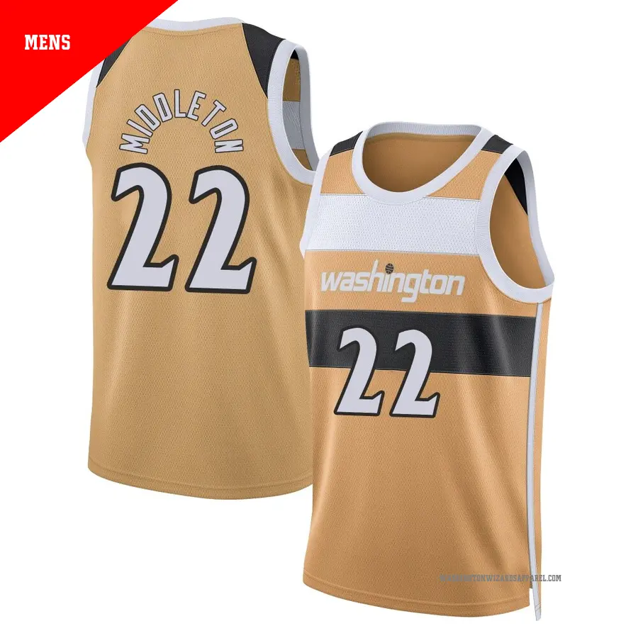 ＃22 Men's Khris Middleton Washington Wizards 2025/26 Swingman Tan City Edition Jersey