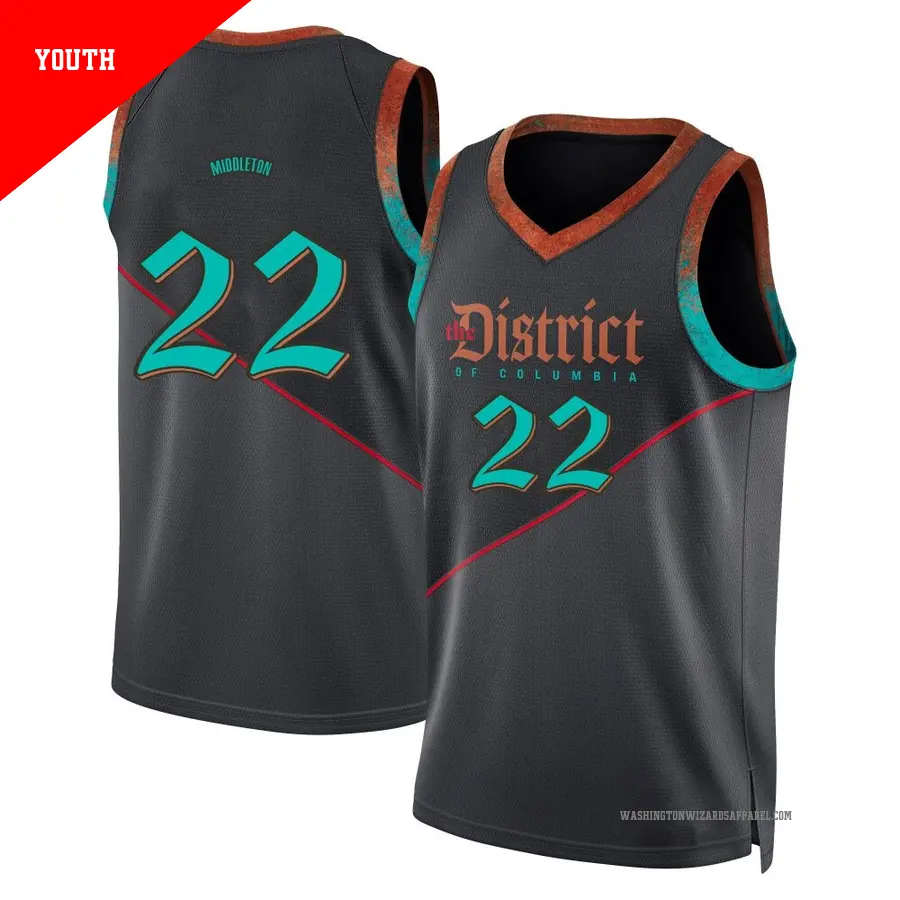＃22 Youth Khris Middleton Washington Wizards 2023/24 Swingman Black City Edition Jersey